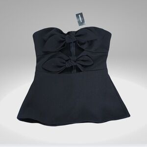 Express bow tie strapless black top